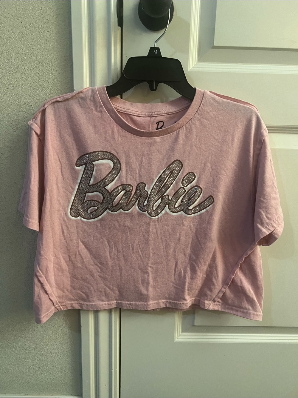 Barbie Pink Rhinestone Crop Top